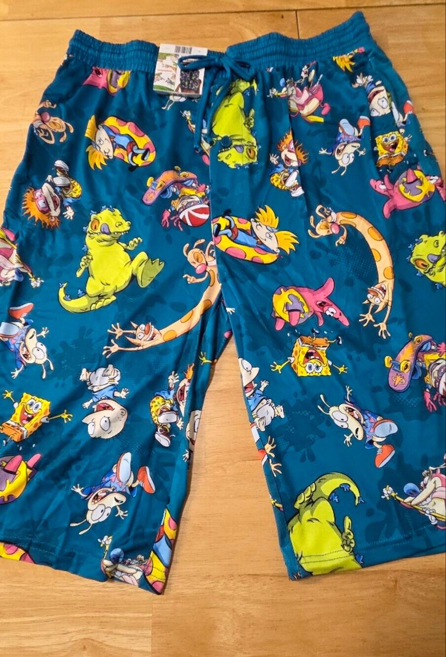 Nickelodeon Mens Sleep Shorts XXL NWOT Rugrats Spongebob 90s Cartoon Pajama Pant